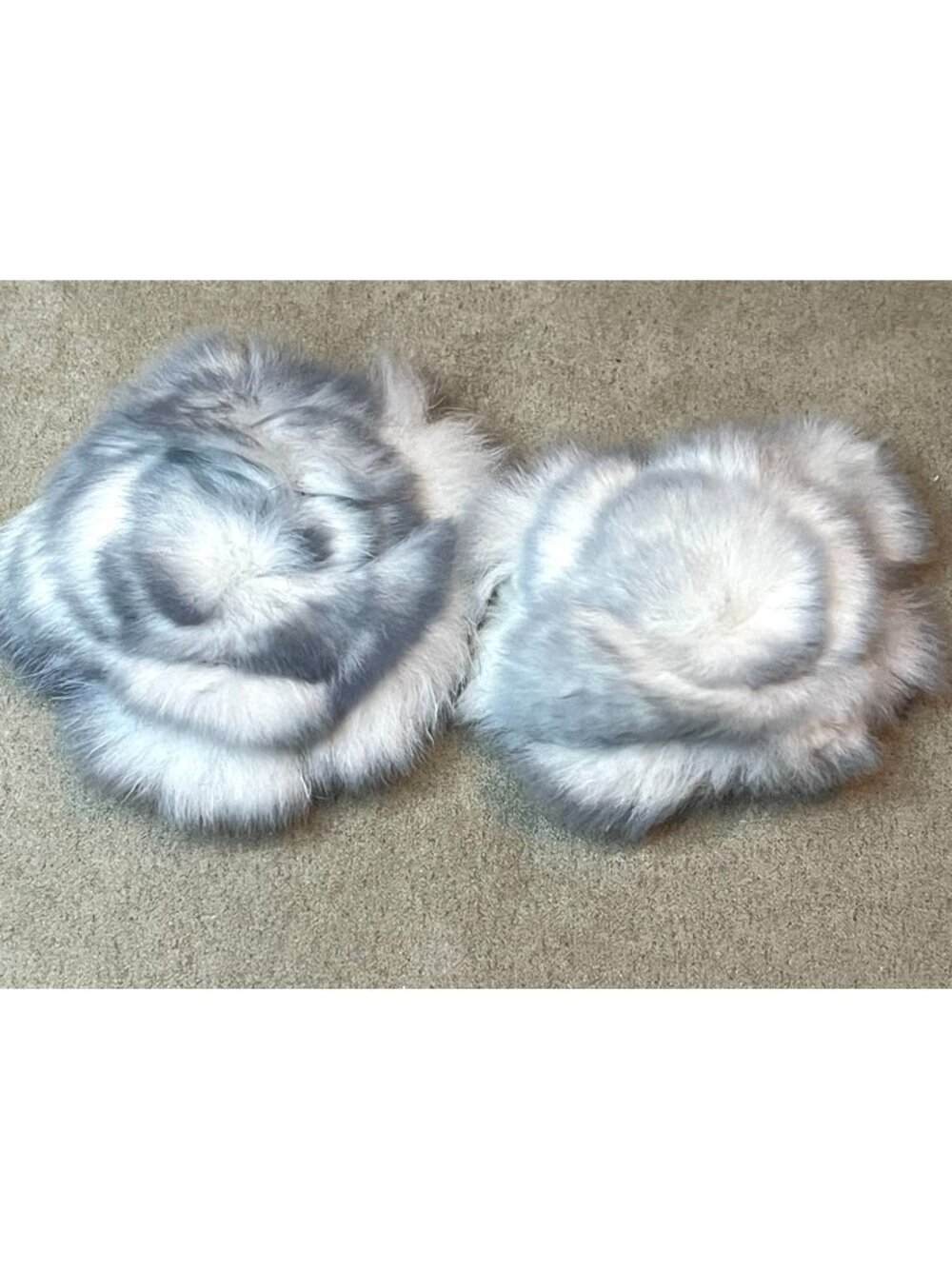 Fur Shoe Clips Genuine Rabbit Fur Dyed Clips Vintage 80s